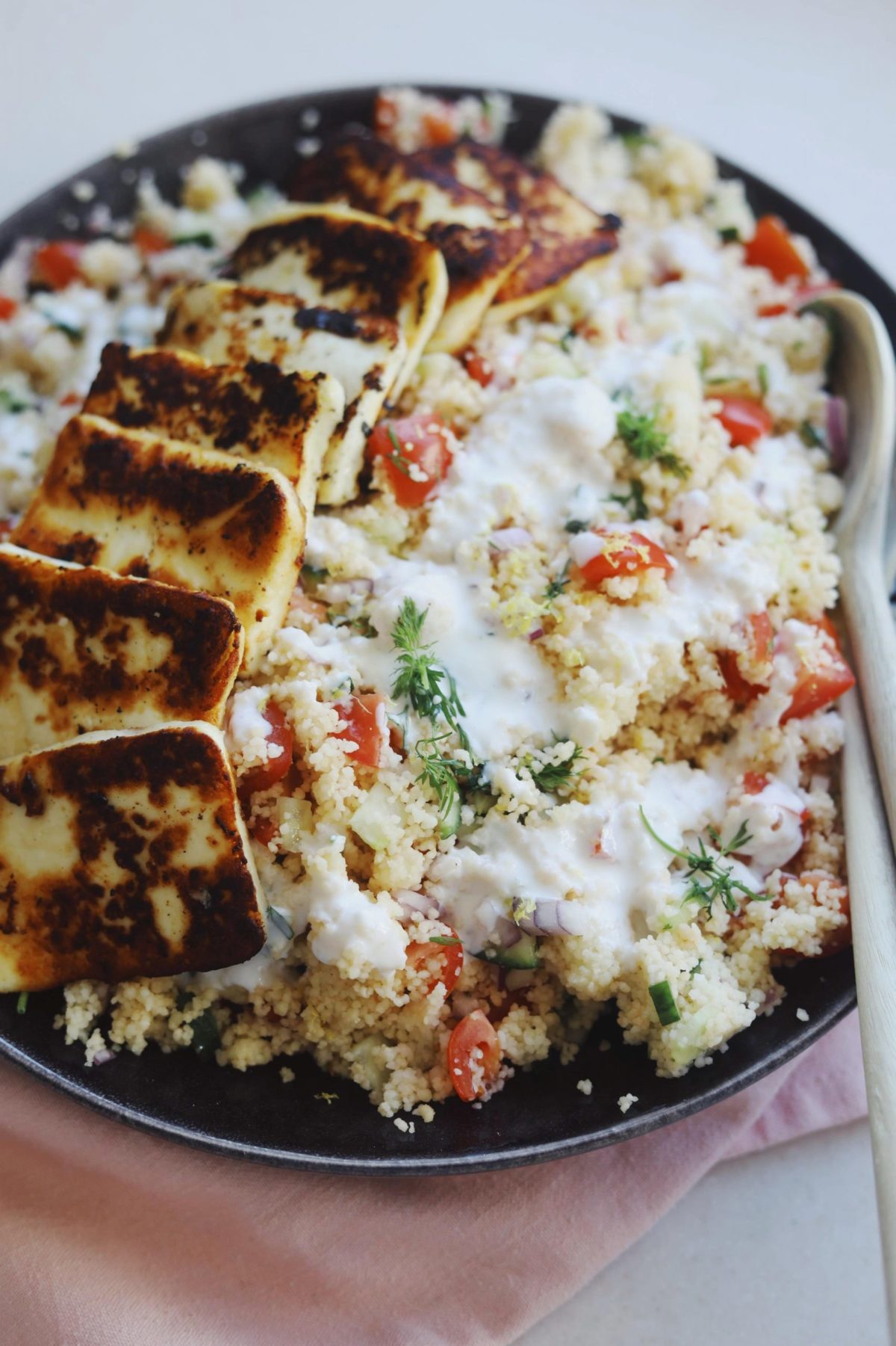 Couscous Salat Med Marineret Halloumi Opskrift Couscous Salat Med