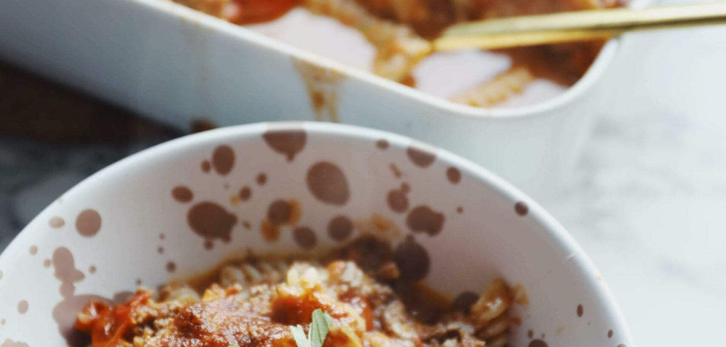 Bagt pasta bolognese