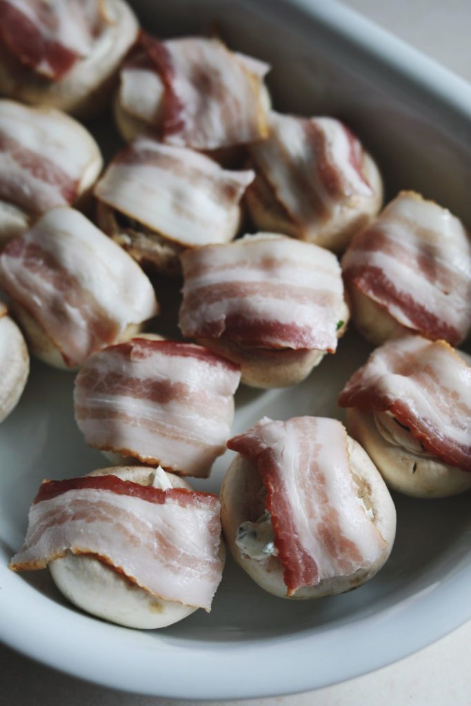 Champignoner med flødeost og bacon