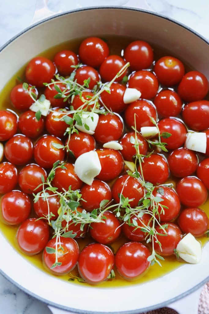 Confiterede tomater med burrata
