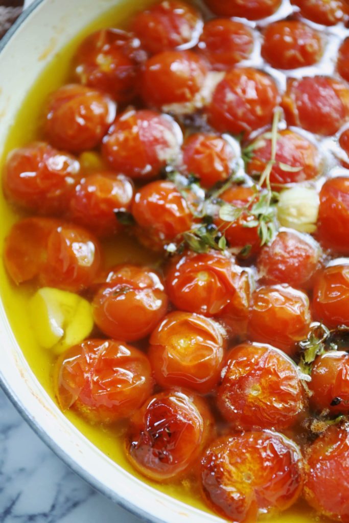 Confiterede tomater med burrata