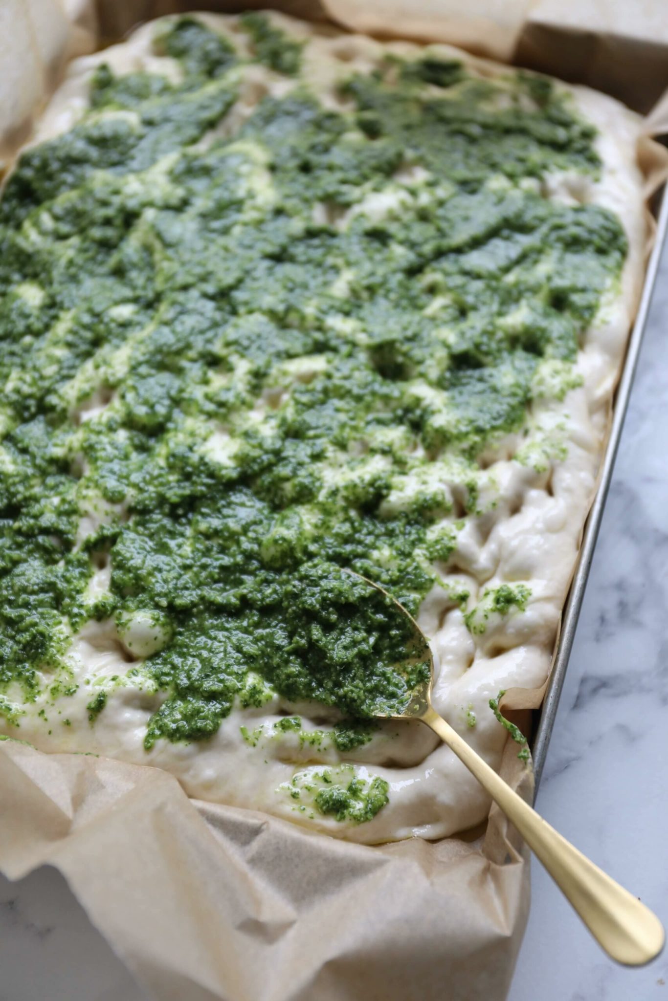 Focaccia med pesto Frederikke Wærens