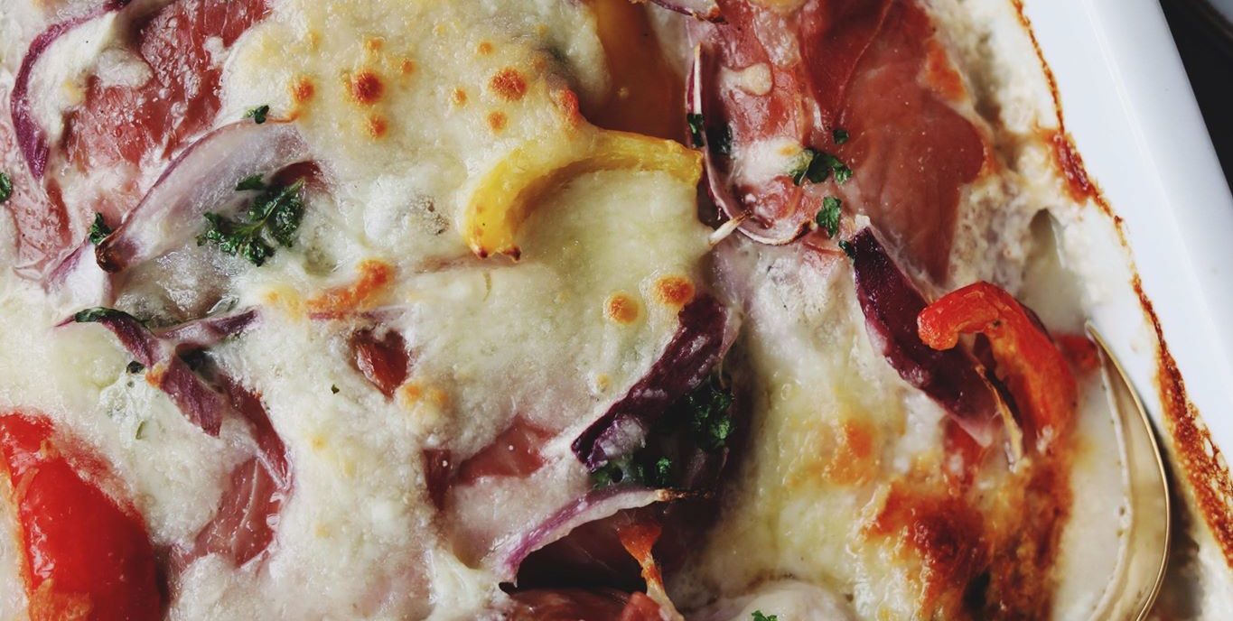 Fyldt kyllingebryst med flødeost og parmaskinke