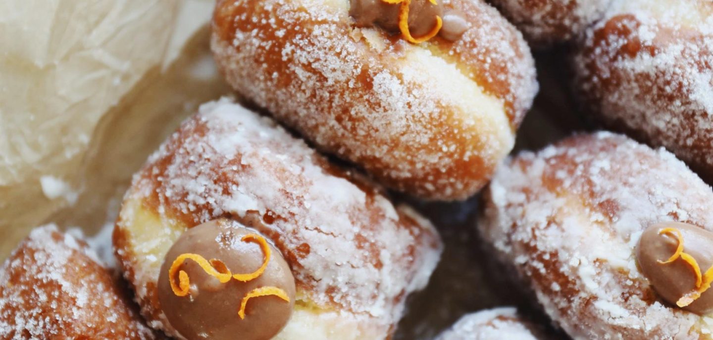 Juleberlinere med chokoladecreme