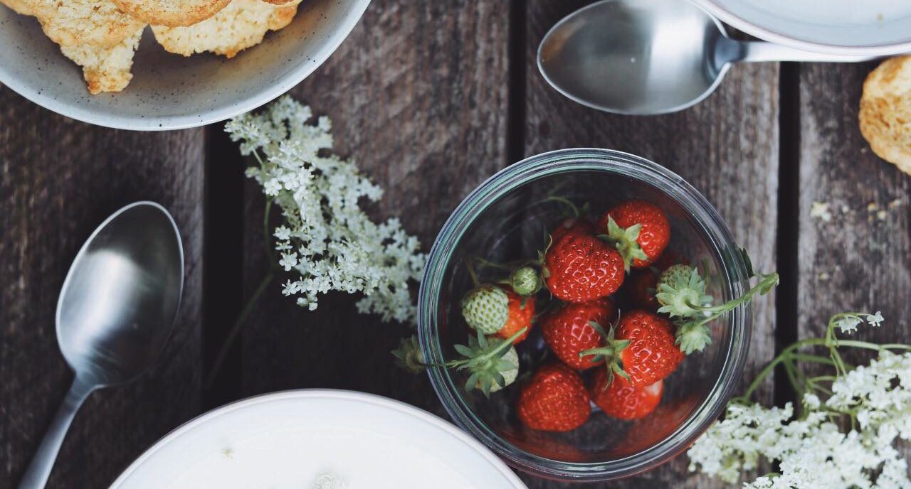 Koldskål med hyldeblomst