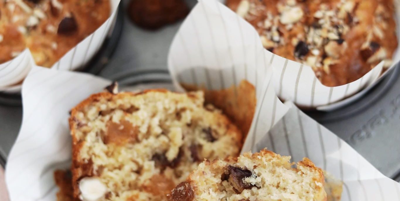 Morgenmadsmuffins med tørrede frugt og nødder