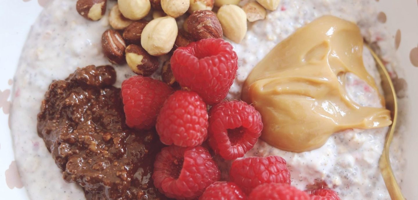 Overnight oats med hindbær