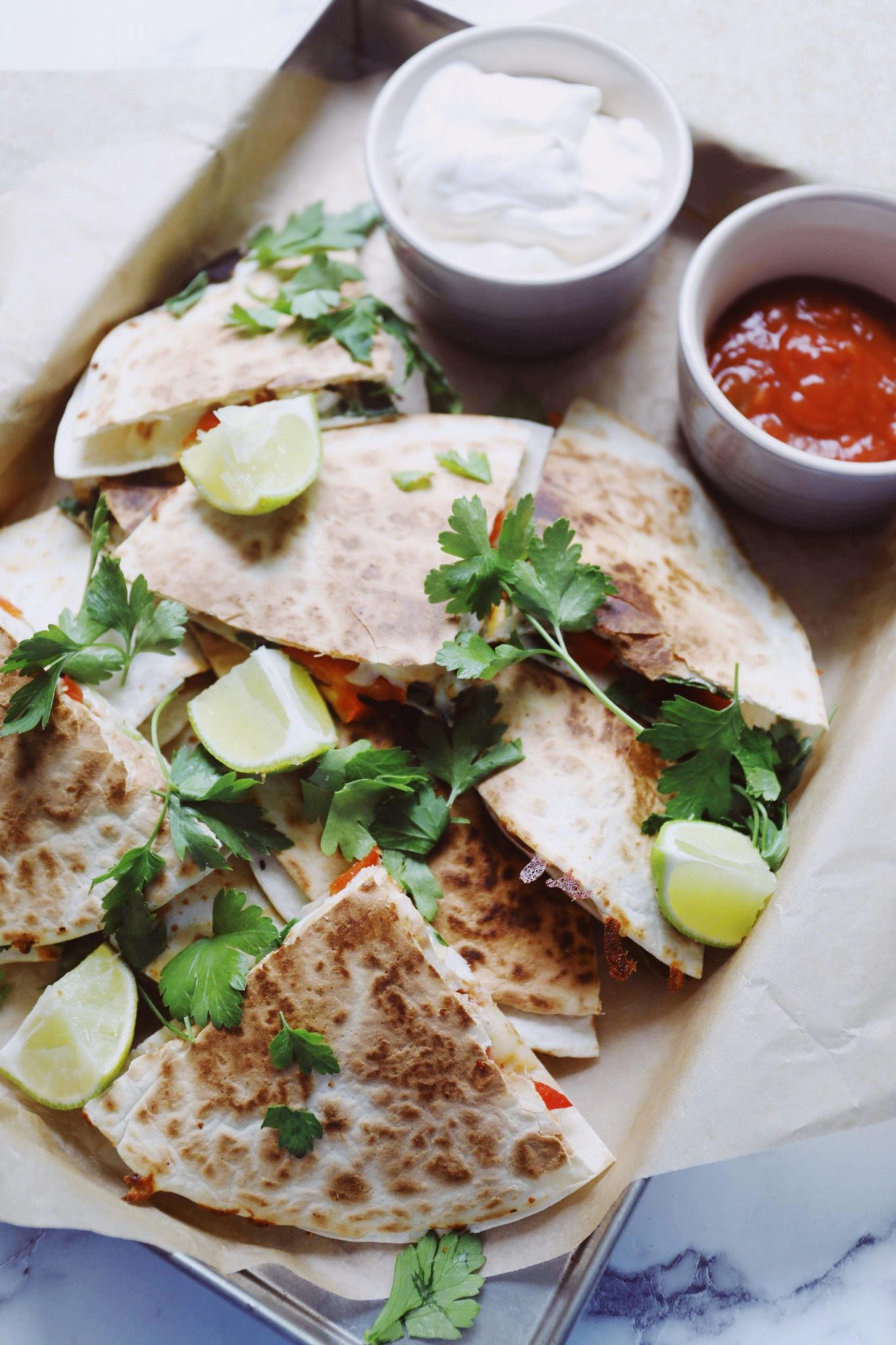 Quesadillas med kylling og spinat Opskrift på lækre quesadillas med