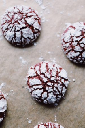Red velvet crinkle cookies