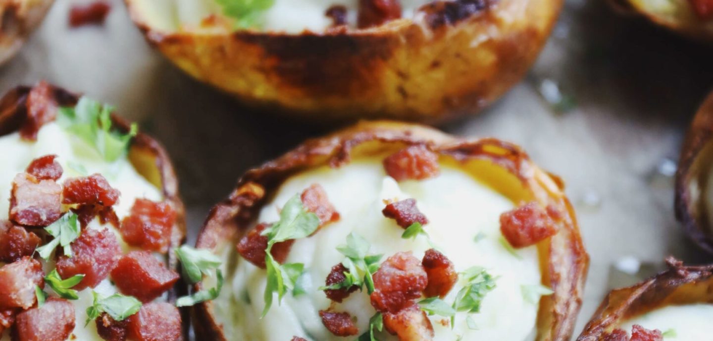 Sprøde bagte kartofler med fyld