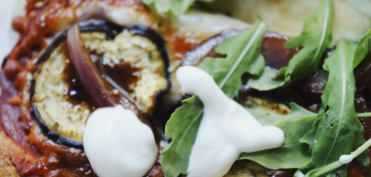 Vegetarpizza med aubergine