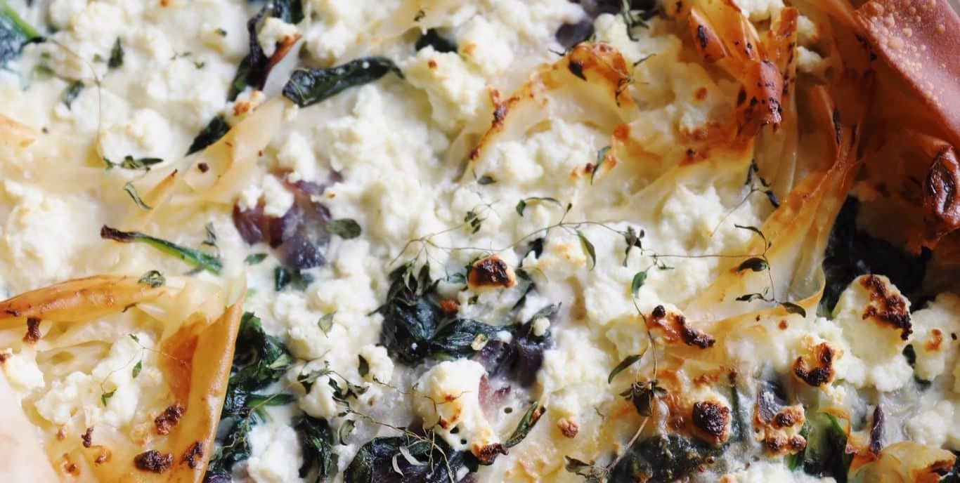 Filodejstærte med spinat og feta