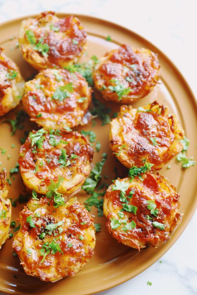 Stuffed potatoes with pepperoni