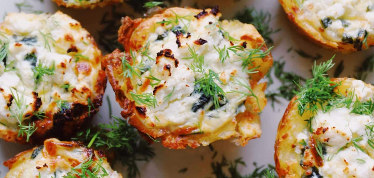 Fyldte kartofler med spinat og feta