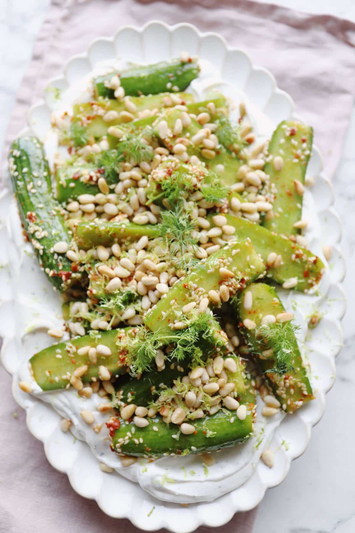 Marinerede agurker på fetacreme - Skoleagurker på fetacreme