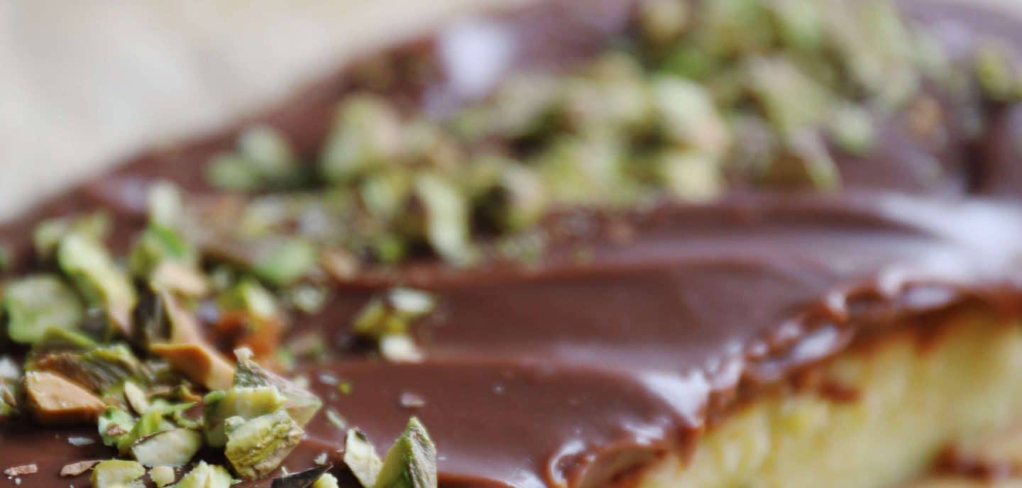 Pistaciekage med ganache