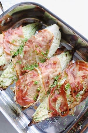 Bagt spidskål med parmaskinke