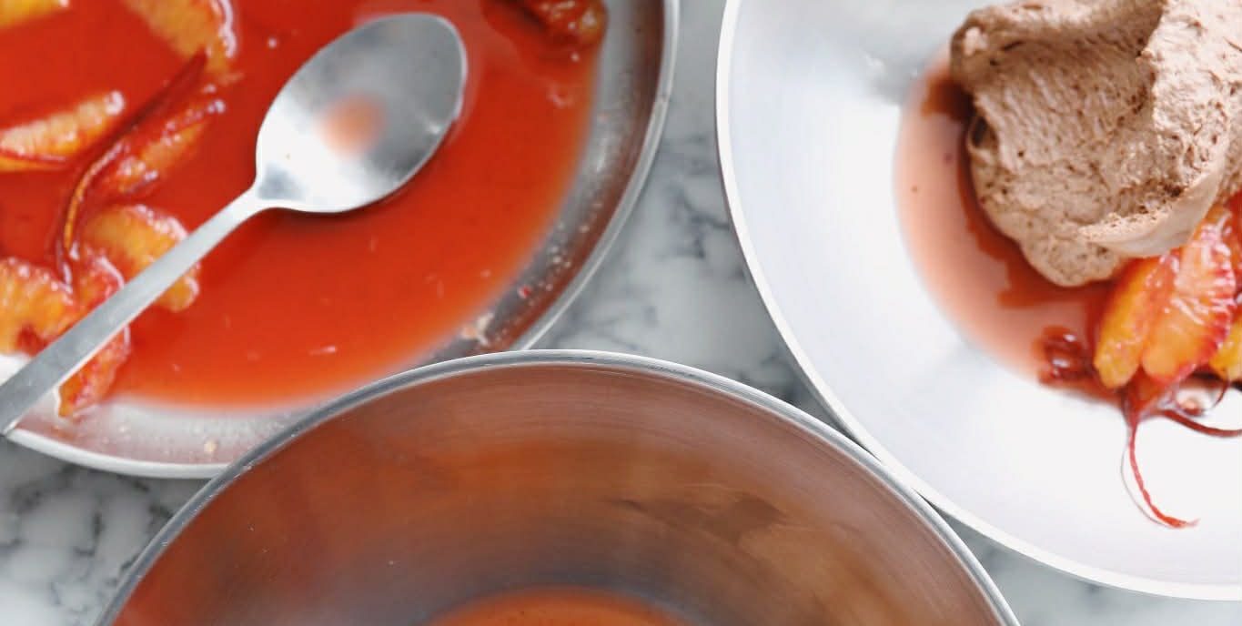 Chokolademousse med blodappelsin