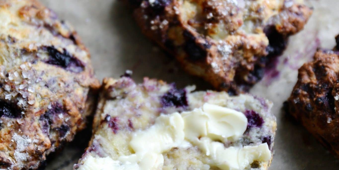 Scones med hytteost og blåbær