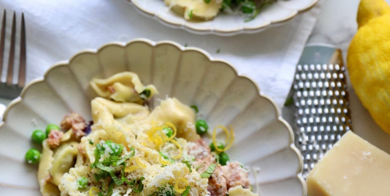 Pasta med salsiccia og ærter