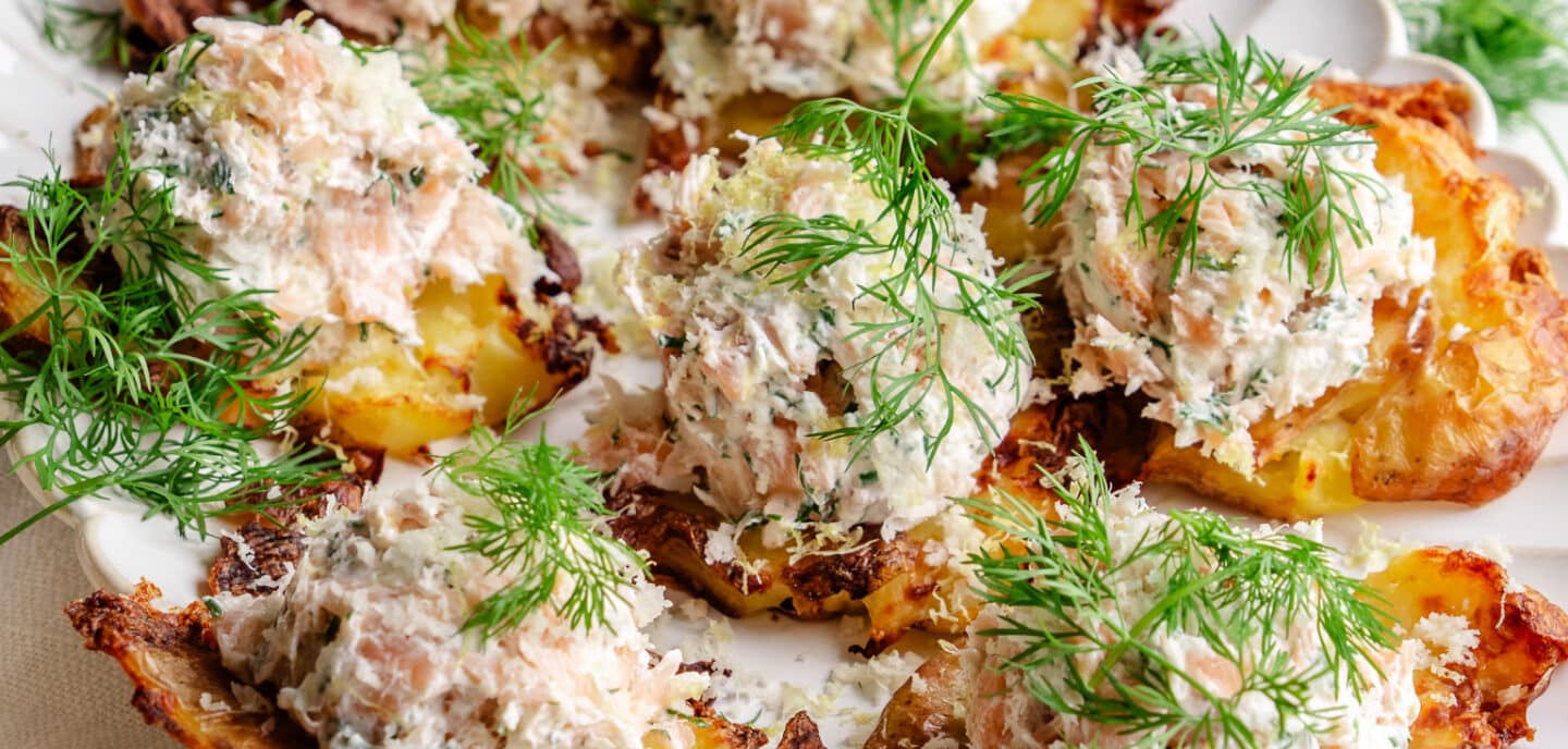 Knuste kartofler med laks