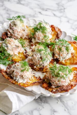 Knuste kartofler med laks